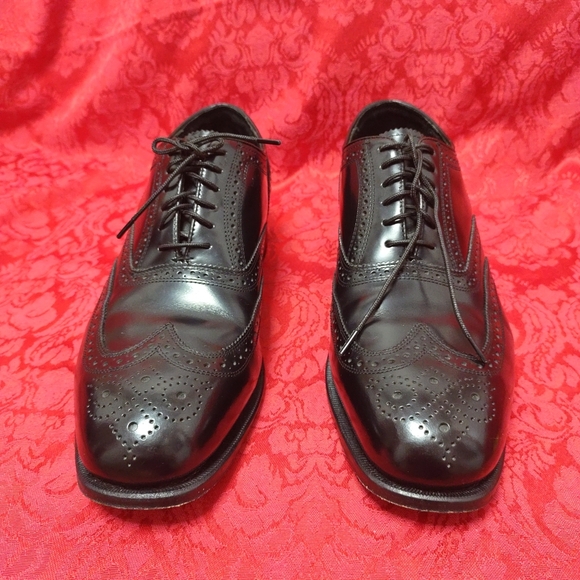 Men\'s Leather Florsheim Black Lexington Wingtips Oxford Shoes Size 10D Lace Up